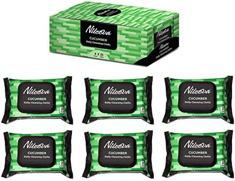Nileeva Visage Collection (Cucumber) Daily Cleansing Cloths & Wipes, Refill Pack, 25 Count (pack of 6) = 150 wipes