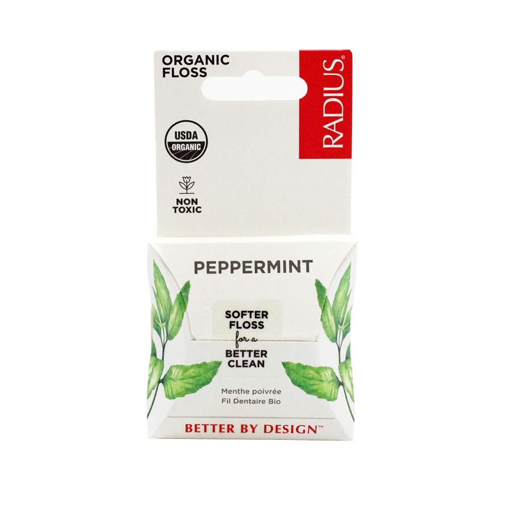 RADIUS USDA Organic Peppermint Dental Floss, 55 yards, Plastic-Free Packaging, Non-Toxic and Designed to Help Fight Plaque : Flossing Products : Beauty