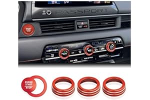 DvlynAuroa for Honda Passport 2026 Accessories, 5pcs Aluminum Alloy Knob Cover Trim Kit (Sunset Orange) - Push Start & Air Conditioning. Tool-Free Installation, Non-Slip Knob Ctrl & Interior Upgrade