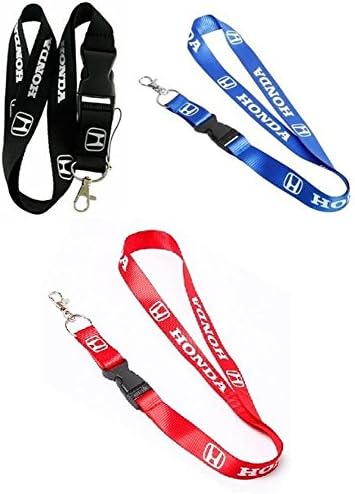 SET OF 3 HONDA Lanyard CIVIC Keychain Holder BLACK,RED,BLUE Automobile Company Classic Logo MOTORCYCLE