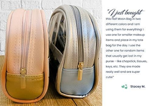 Half Moon Bag Clear Cosmetic Pouch for Purse Transparent TSA