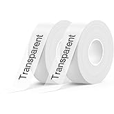 SUPVAN E-Series Continuous Label, 2 Packs, 0.59'' W &times; 19.7' L, Transparent | Custom Label Length, Laminated &amp; Durable, Child-Safe, Waterproof &amp; Oilproof