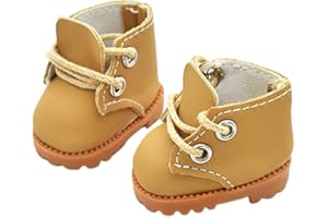 QIXINGWISE Doll Shoes Compatible with 17cm Doll, Stylish Lace-Up Boots for Dress-up, Outfit Accessory for 15cm 17cm Dolls (1 Pair - Camel)