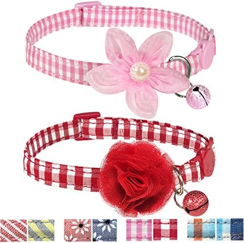Pet Rejoir Christmas Dog Collar– Holiday Dog Collars with Handmade Bowtie and Faux Fur Pom Poms Balls– Neck 12~15", 15~19" and 19~25" Adjustable Pet Collar for Small Medium and Large Dogs