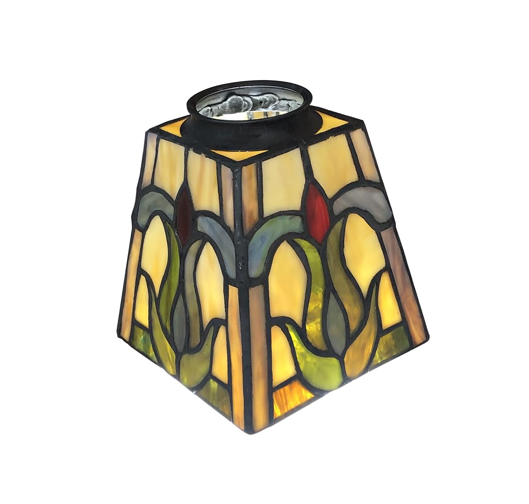 Photo 1 of [HUIMEIJU] Tiffany lampshade, square lampshade, colored glass lampshade, Fan lampshade replacement, wall lampshade, pendant lampshade replacement, separate lampshade, HMJ6036