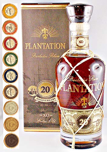 Plantation Extra Old 20th Anniversary Rum + 9 Edelschokoladen in 9 Geschmacksvariationen