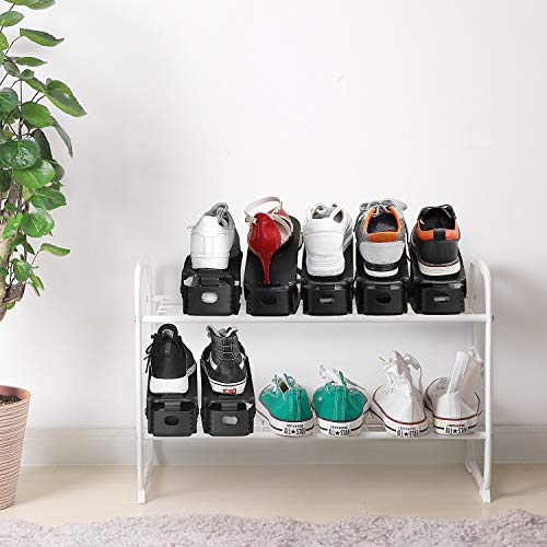 femor Large Shoe Slots, Shoe Organizer for Men, Adjustable Shoe Rack for Large Size Shoes(Men) - Double Layer Stack - Space Saver Storage Rack Holder 8-Pack (11.4Inch，Black) - Thumbnail 6