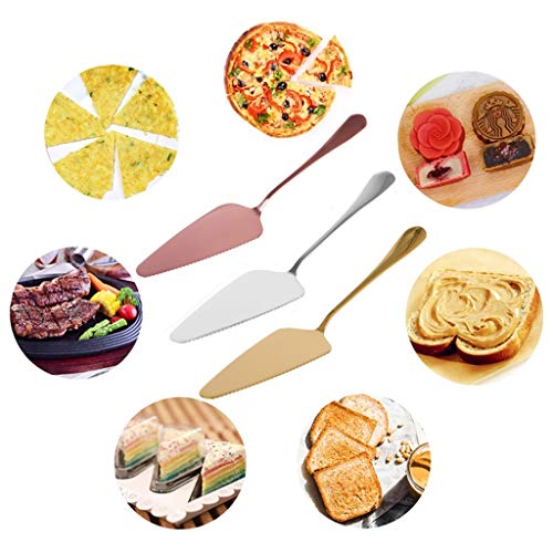 Ymeibe Silver Cake Pizza Pie Server Holder Pack of 5 Stainless Steel Cake Shovel Cutter Wedding Cake Knife for Party Daily Use Safe in Dishwasher Serrated Edge