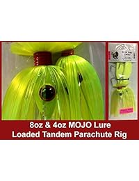 Agua Azul Candy Rock Candy, 8 oz y 4 oz de pescado Mojo señuelo cargado con 9 inch Swimbait Shad cuerpos Tandem equipado de paracaídas y listo