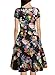 oxiuly Women's Vintage V-Neck Floral Casual Party Cocktail A-Line Dress OX233 (L, Black)