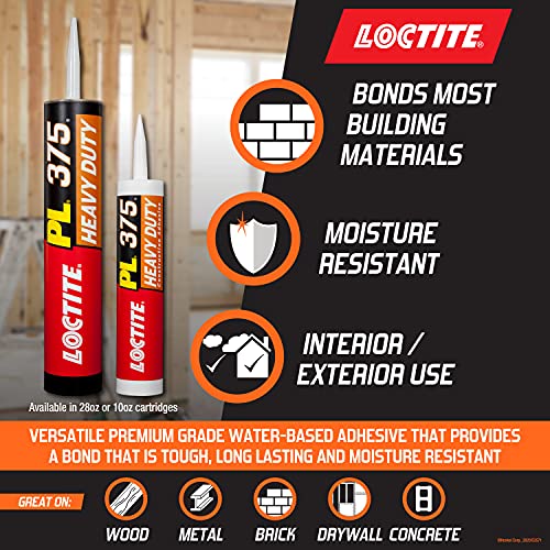 Loctite PL 375 Heavy Duty VOC Latex Construction Adhesive 10Ounce