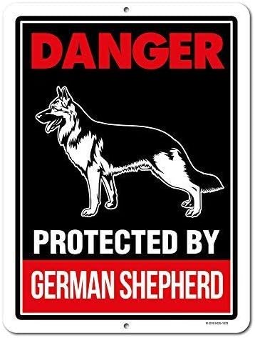 Vivityobert Beware of German Shepherd Signs, Danger Protected by German Shepherd 8x12 Inches Beware of Dog Warning Metal Aluminum Sign, Guard Dog Sign