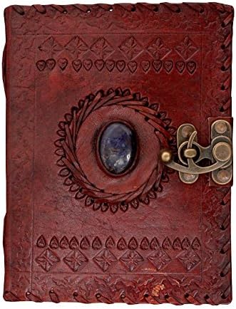 SR MART Leather Diary Journal Notepad Writing Book Stone Brown Embossed Handmade Papers Designed for Home & Office (7x5, Dark Brown)