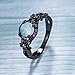 OPALTOP Black Gun Plated White Fire Opal Rings Created Amethyst Promise Engagement Rings Band for Women Girls (Size 5-10)