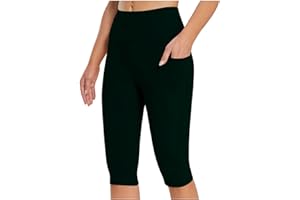 Sblioda Women's Knee Length Leggings-High Waist Capri Pants Workout Biker Tummy Control Slimming Athletic Gym Yoga Pants