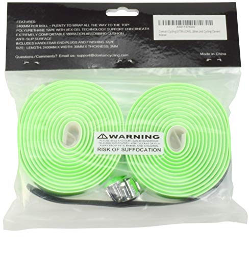 Domain Cycling Extra Long Gel Bicycle Handlebar Bar Tape Wrap for Road Bikes and Cycling (Green)