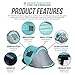 Vitchelo 2 Person Instant Automatic Pop Up Cabin Tent Water Rain Proof Ultralight Quick Easy Set Up Dome Tents with 2 Doors Windows Mosquito Netting for Kids & Adults Outdoor Camping Backpacking
