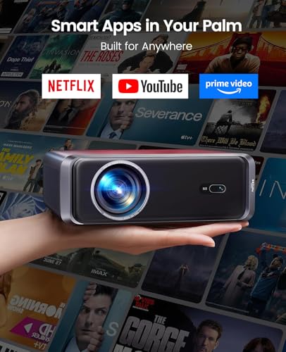 [Built-in App/4K Support] Protable Smart Projector with WiFi 6 and Bluetooth, AI Auto Focus,Dolby Audio w/HDMI ARC, Compatible with YouTube/PrimeVideo,iWIMIUS P65 Portable Projector for Outdoor Movie
