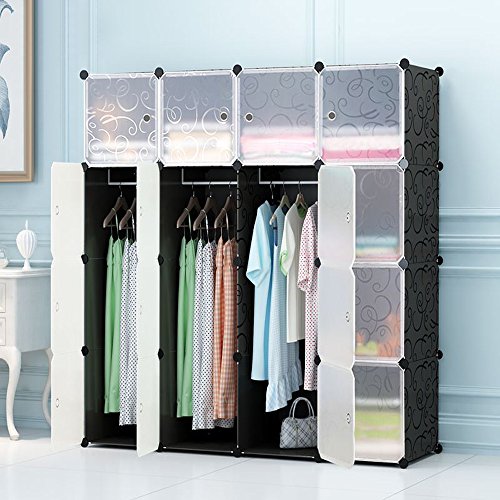 Buy DIY Plastic Wardrobe Portable Clothes Storage Organiser Closet With Translucent Doors