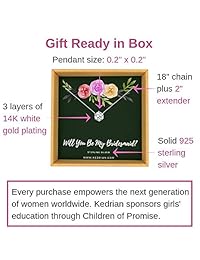 KEDRIAN Will You Be My Bridesmaid - Collar de plata de ley 925, diseño con texto en inglés