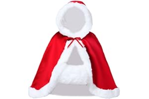 BEAUTELICATE Wedding Cape Hooded Cloak for Bride Winter Reversible with Fur Trim Free Hand Muff Hip-Length 18 Colors