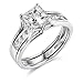 14k Yellow OR White Gold SOLID Princess Square Engagement Ring & Wedding Band Set