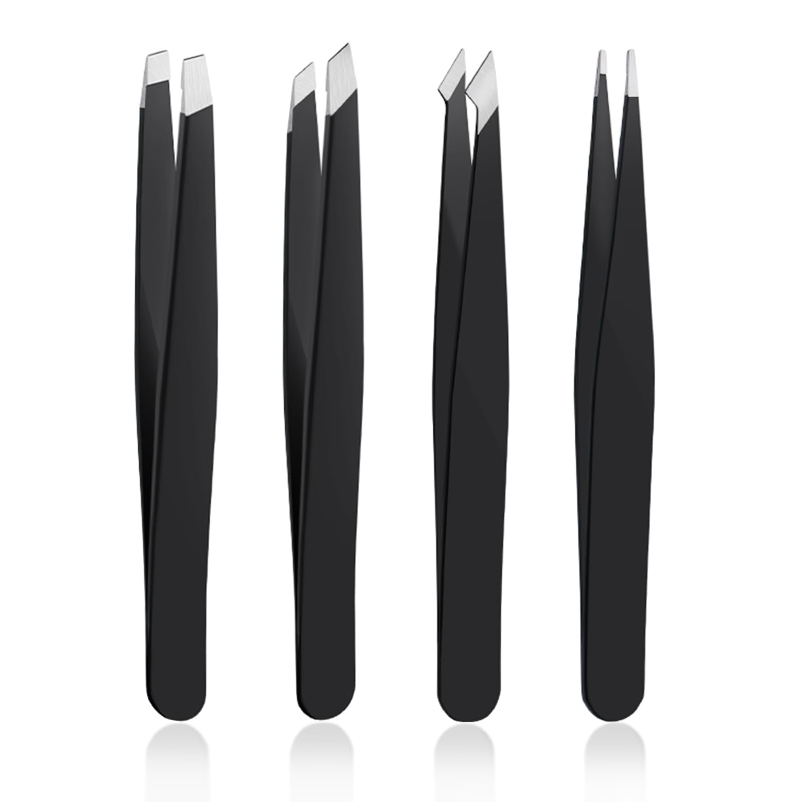 Photo 1 of 4 PCS Stainless Steel Tweezers Set – Precision Tweezers for Ingrown Hair, Facial Hair, Splinter, Blackhead and Tick Remover