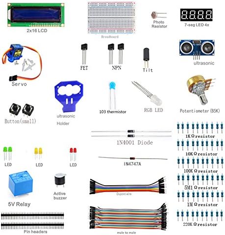 Greatwell Electronics 3C216 Starter Kit for Arduino/Breadboard,Photo Resistors,Buzzer,Tilt,Ralay,Servo Motor