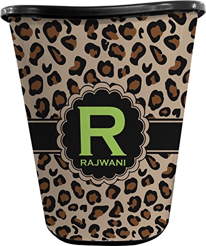 RNK Shops Granite Leopard Waste Basket - Single Sided (Black) (Personalized)