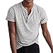 Just No Logo Men's Short Sleeve Casual Cotton Henley T-Shirt with Solid Color(L,Grey)