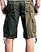 JoJoJoy Men's Casual Loose Fit Cargo Shorts, Straight Multi-Pocket Cotton Outdoor Wear Atrovirens Size 36