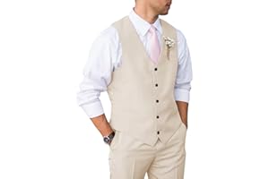WANGYUE Mens Suit 2 Piece Slim Fit Suit for Men Vest Pants Suit Set for Wedding Groom Formal Business