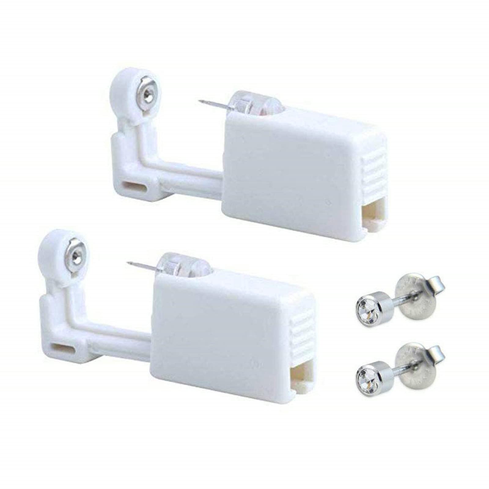 2 Pack Sterile Ear Piercing Gun Disposable Self Ear Piercing Gun Kit Safety Ear Piercing Gun Kit Tool (White)