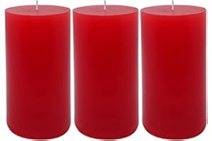 DEYIR 3 Pack 3x6 Inch Red Pillar Candles for Romantic Valentine's Day and Christmas, Unscented Column Candle for Home Restaurants, Smokeless Dripless and Clean Burning Emergency Candle