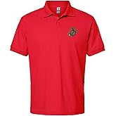 USMC EGA Eagle Anchor Globe Official Emblem Embroidered Mens Polo Shirt United States Marine Corps Licensed