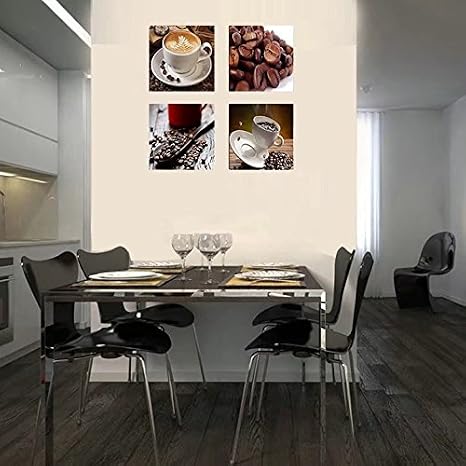 Amazon レモンツリーart 現代モダンキャンバスアートパネル コーヒ コーヒーハウス カフェモカ カプチーノ コーヒ豆アートパネル アートフレーム インテリア装飾 壁飾り 30cm 30cm 4点セット アートフレーム ポスター オンライン通販