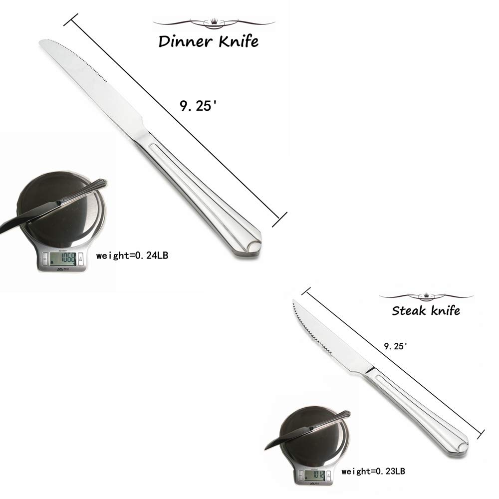 A.Uten 24-Piece Flatware Cutlery Set, Stainless Steel Utensils Service for 4, Dinner Knife/Steak Knife/Fork/Spoon, Mirror Polished