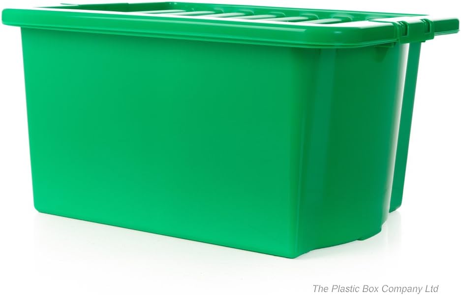 24 litros cajas de plástico con tapa (5 UNIDADES) 42,5 x 32,5 25 cm verde: Amazon.es: Hogar