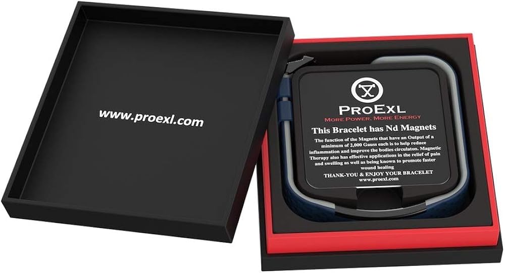PROEXL 15K Sports Magnetic Bracelet 100% Waterproof and Fully Adjustable - for Energy and Focus (Black Gray): ProExl: Jewelry