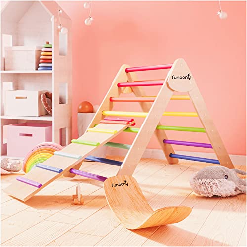 Pikler Triangle Climbing Set with Ramp, Foldable Montessori