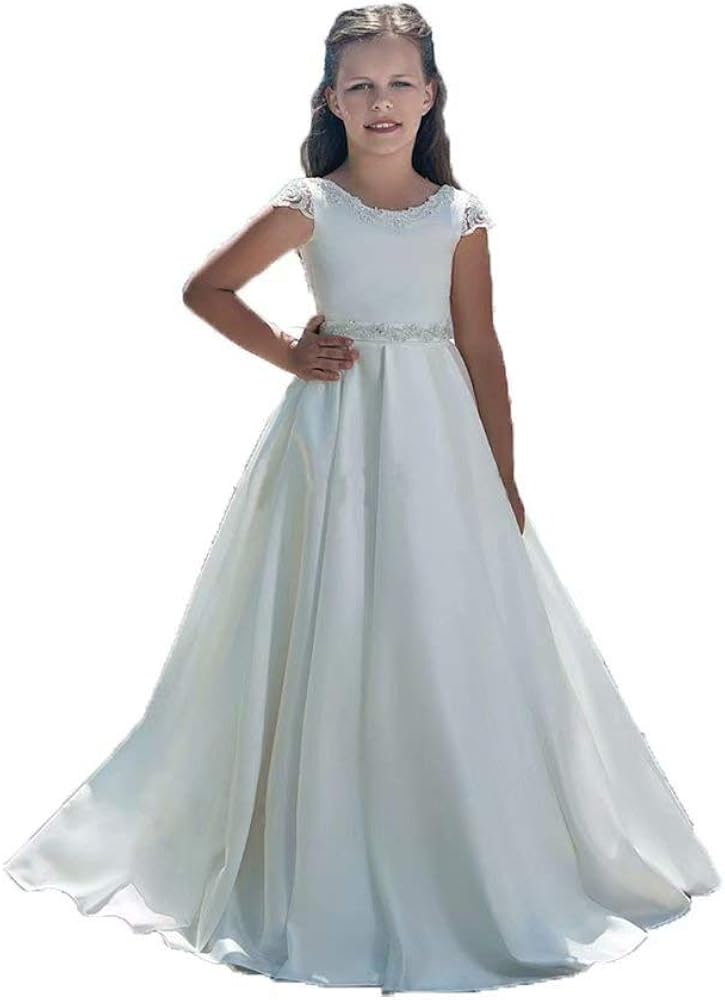 XJLY Flower Girl Dresses for Wedding Lace Bow for First