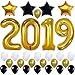 2019 Balloons Graduation New Year- Gold, 2019 Foil Mylar Number - Graduation Party Supplies 2019 - Graduation Decorations - Gold Black White Balloons for New Years Eve Party Supplies 2019, Large