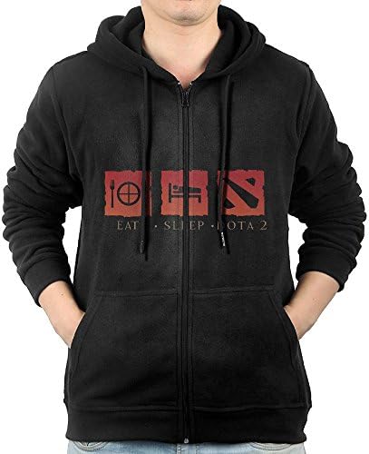 Eat Sleep Dota 2Pocket Hoody With Zipper Thick Fleeces Athletic Long-Sleeved Hoody Sweatshirt For Men