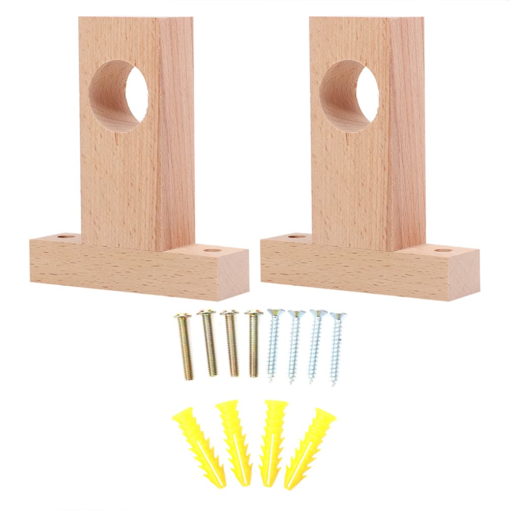 Housoutil 2pcs Curtain Rod Bracket Rack Wooden Curtain Rod Holders Ceiling Fixed Bracket Support Closet Pole Socket Household Shower Curtain Accessory for Bedroom 2. 5mm