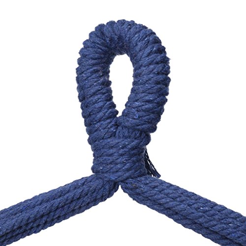 Finehter Hanging Rope Hammock with Pillow Set|Hanging Chair Swing seat for Indoor Outdoor Use|265 lbs Weight Capacity,Blue & Green Stripe,No Fade