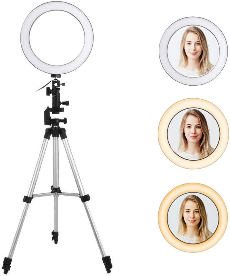 Mindmaker 10" Selfie Ring Light with 60" Extendable Tripod Stand with remot & Flexible Phone Holder for Live Stream/Makeup, Desktop Led Camera Ringlight for YouTube TIK-Tok Video