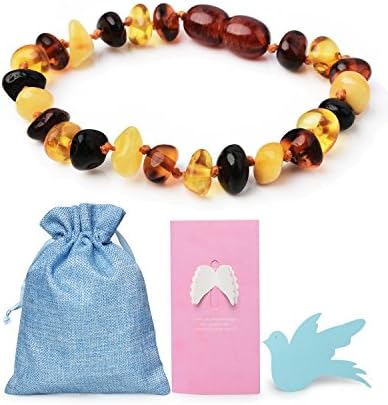 Rainbow Dove Baltic Amber Teething Bracelet Natural For Babies(Unisex) - Anti-inflammatory, Teething Pain Relief, Drooling, Fussiness Reduce Mix Color 002
