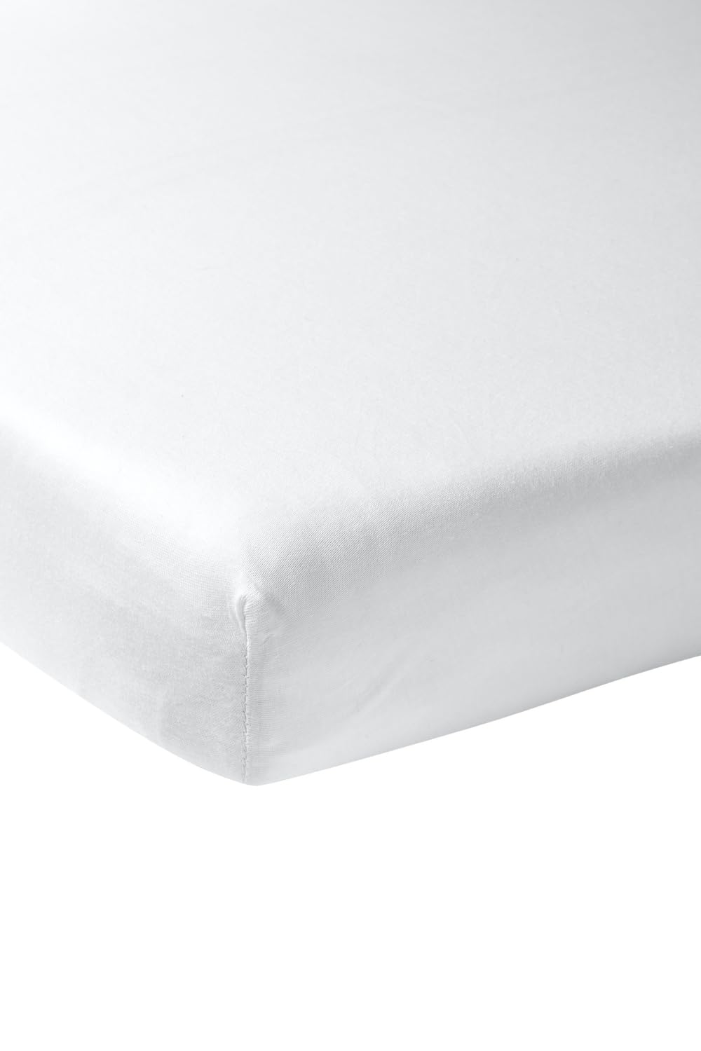 Meyco Home Basic Jersey Plain Fitted Sheet for Double Bed (Flat Sheet with Soft Jersey Quality, 100% Cotton, thanks to Elasticated Edging, Breathable, Dimensions: 180 x 200 cm), White