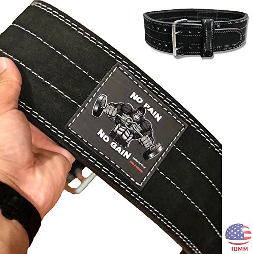 UnitedUshop NoPain NoGain Weight Lifting Gym Belt 4" Wide / 10MM Thickness/Real Leather/Designed & Tested in USA