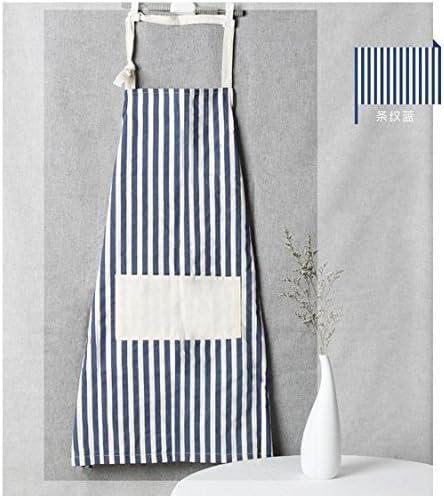 Astra shop Cotton Linen Women's Apron with Tow Convenient Pocket / Durable Kitchen and Cooking Apron / Chef Apron for Cooking, Grill and Baking( Blue Stripe )
